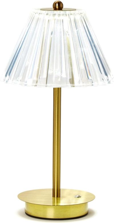 LED Touchable Table Lamp with Acrylic Shade in Gift Box, Iron, 13-inches Height, Gold and Silver, 54745