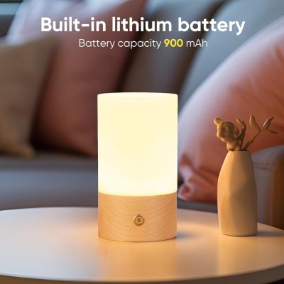 Acrylic Wood Lamp with Touch Switch,Rechargeable Night Light for Baby Nursery, Wooden Table Lamp with Dimmable ,Touch Lights for Kids, Breastfeeding, Bedroom,Creative Home Decor