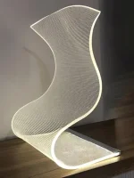 [USB] Modern Curved LED Desk Lamp | Futuristic Ambient Lighting for Gaming Rooms, Bedrooms, and Desks | Unique Acrylic Lampshade with Transparent LED Screen - Standard Large