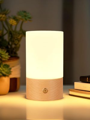 Acrylic Wood Lamp with Touch Switch,Rechargeable Night Light for Baby Nursery, Wooden Table Lamp with Dimmable ,Touch Lights for Kids, Breastfeeding, Bedroom,Creative Home Decor