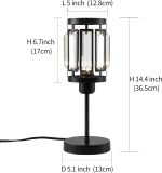 Industrial Table Lamp, Metal+Crytal Rustic Table Lamp with Plug in Cord On/Off Switch, Bedside Nightstand Lamp, E26 Edison Reading Lamp Light Fixture for Bedroom Living Room Office