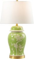 29.5" Traditional Cottage Ceramic/Metal Ginger Jar Table Lamp, Green/White for Bedroom, Living Room, Office, College