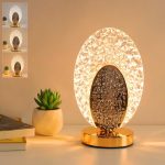 Cordless Crystal Lamp, Touch Sensor Control LED Table Lamp,3 Color Stepless Dimmable Battery Powered Lamp (Gold-02)