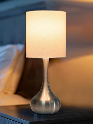 Touch Lamps for Nightstand, Gold Bedside Lamp Touch Control for Bedroom with Linen Shade, Mid Century Modern 13 inch Small Table Lamp for Living Room with E26 Bulb Included (Silver 13" - 1 Pack)
