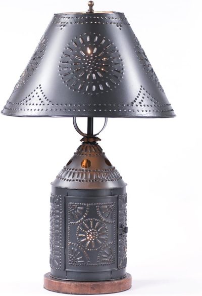 Smokey Black Finish Table Lamp with Shade 25 Inches High