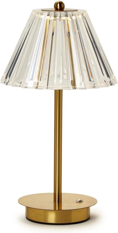 LED Touchable Table Lamp with Acrylic Shade in Gift Box, Iron, 13-inches Height, Gold and Silver, 54745