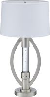 Satin Nickel Metal Finish Table lamp with Ellipse Shaped Frame Sparkling Decorative Drop Dancing Water Mood, Night Light