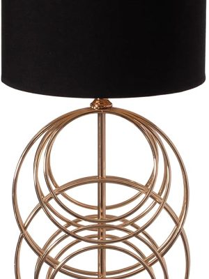 Table lamp, 26 Inch Decorative Metal Table Lamp with Gold Circular Stand and Black Cotton Lampshade, Unique Lamp for Home Decor Living Room or Bedroom