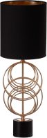 Table lamp, 26 Inch Decorative Metal Table Lamp with Gold Circular Stand and Black Cotton Lampshade, Unique Lamp for Home Decor Living Room or Bedroom