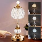 Crystal Cordless Table Lamp LED Touch Lamp, Built-in 5200 mAh Battery, Wireless USB Charging - Adjustable Light 3 Colors Light Source - Suitable,Bar,Restaurant,Room,Living Room,Outdoor