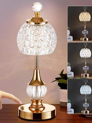 Crystal Cordless Table Lamp LED Touch Lamp, Built-in 5200 mAh Battery, Wireless USB Charging - Adjustable Light 3 Colors Light Source - Suitable,Bar,Restaurant,Room,Living Room,Outdoor