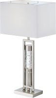 Satin Nickel Metal Finish Table lamp with Sparkling Decorative Drop Dancing Water Mood, Night Light