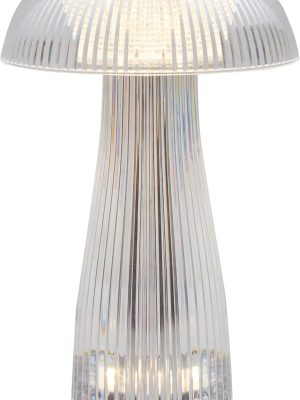 Clear Acrylic Mushroom LED Rechargeable Cordless Lamp, 6.9x6.9x10.2 Inch