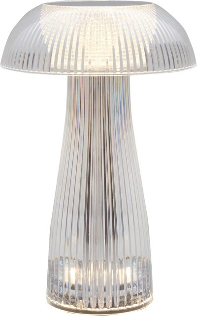 Clear Acrylic Mushroom LED Rechargeable Cordless Lamp, 6.9x6.9x10.2 Inch