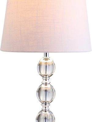 20" Crystal Mini LED Table Lamp Traditional,FrenchCountry,Transitional for Bedroom, Living Room, Office, College Dorm, Coffee Table, Bookcase, Clear/Chrome