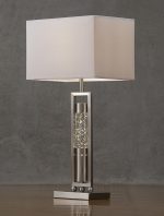Satin Nickel Metal Finish Table lamp with Sparkling Decorative Drop Dancing Water Mood, Night Light