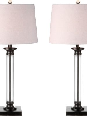 Set of 2 Table Lamps  30" Glass and Metal  Table Lamp Bedside Desk Nightstand Lamp for Bedroom Living Room Office College Bookcase  Bulbs Included, Black/Clear